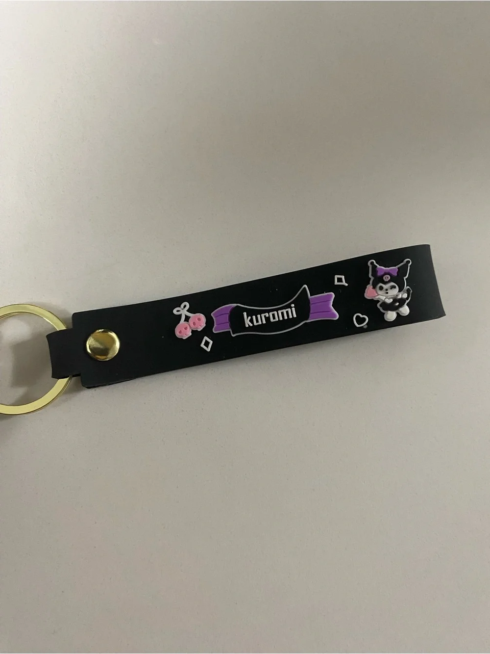 Kuromi Black & Purple Silicone Character Keychain Strap